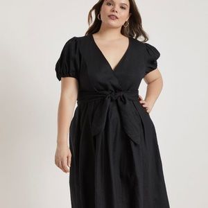 Front Tie Linen Fit and Flare Dress